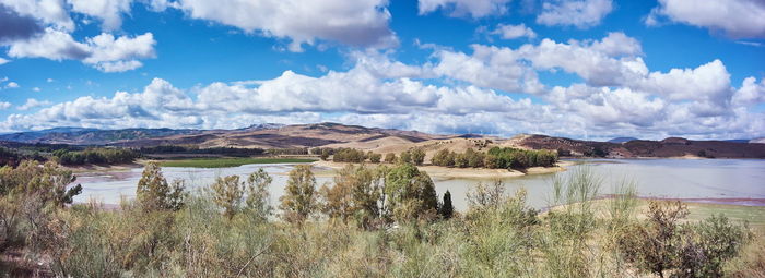 Panoramic view of lake against sky