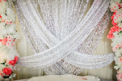 Close-up of wedding dress