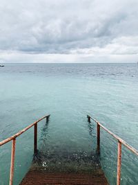 Pier on sea against sky