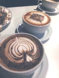 High angle view of coffee on table