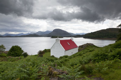 Scenic view of lake against sky