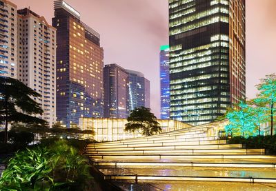 Low angle view of modern buildings against sky