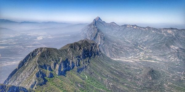 Panoramic view of snowcapped mountains against sky