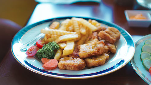 Close-up of food in plate on table