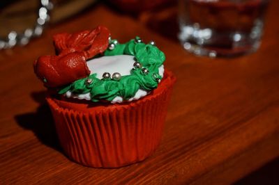 Close-up of cupcakes on table