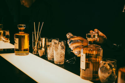 Close-up of bottles on table