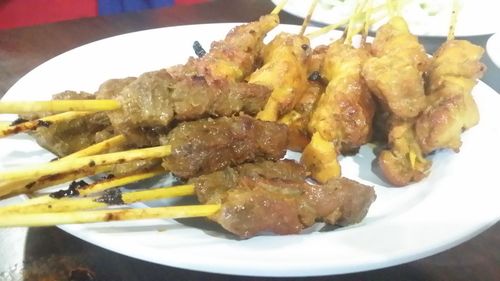 Close-up of meat in plate