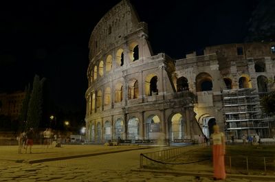 Illuminated building at night