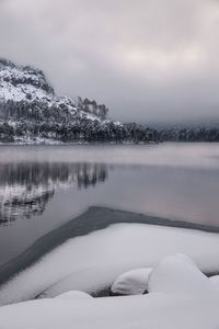 Scenic view of frozen lake against sky