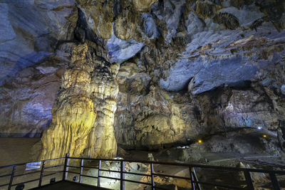 Low angle view of rock formation in cave