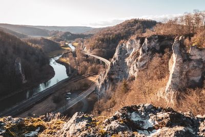 Scenic view of upper danube valley 