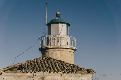 Low angle view of old building against sky. lighthouse in the old venetian fortress, kérkyra