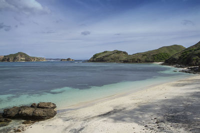 Scenic view of beach against sky