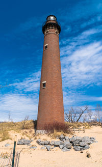 Low angle view of lighthouse against sky