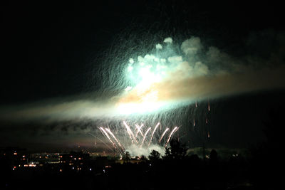 Firework display at night