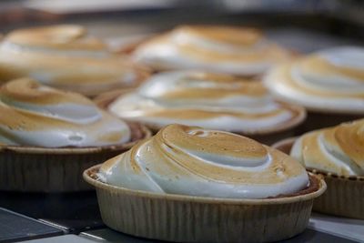 Close-up of desserts on table