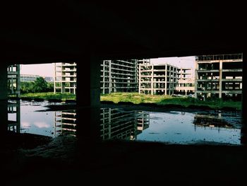 Reflection of buildings in water