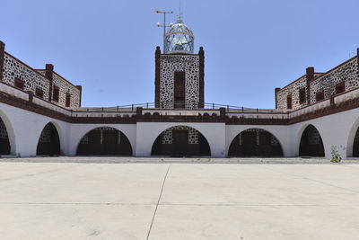 Low angle view of building against clear sky