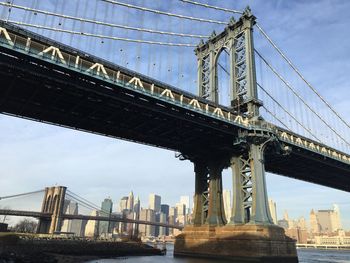 Low angle view of suspension bridge