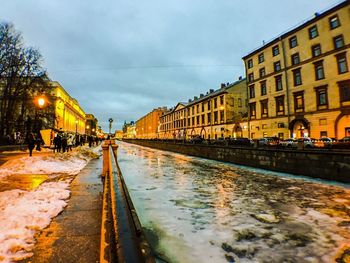 Wet road in city during rainy season