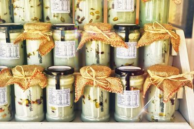 Various displayed for sale at market stall