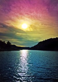 Scenic view of sunset over river