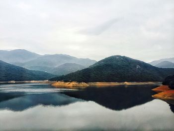 Scenic view of lake and mountains