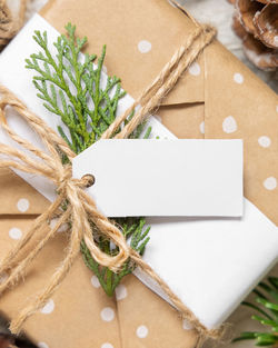 Close-up of christmas decoration on paper