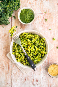 High angle view of vegetables in bowl