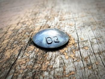 High angle view of ring on table