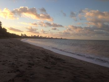 Scenic view of sea at sunset