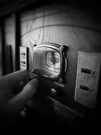 Close-up of man holding camera