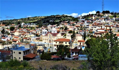 High angle view of townscape against sky