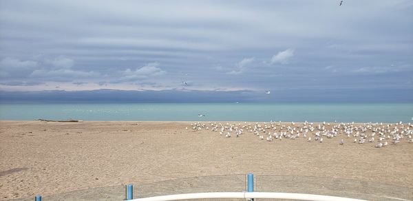 Scenic view of beach against sky