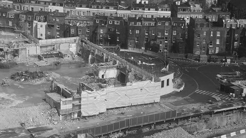 Construction rubble site across city