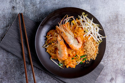 High angle view of meal served in plate