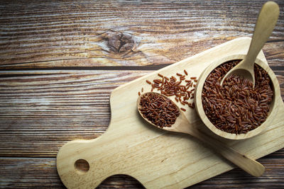 High angle view of coffee beans on table