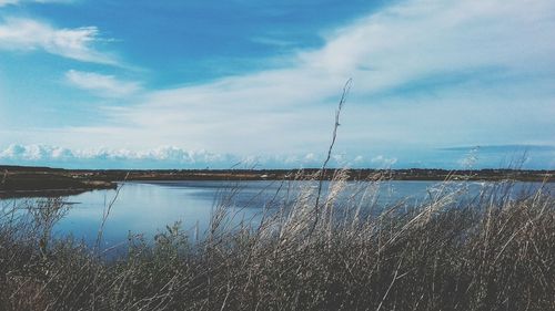 Scenic view of lake against sky