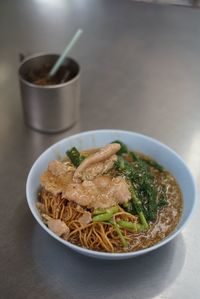 Close-up of noodles in bowl