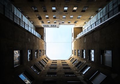 Low angle view of buildings against clear sky