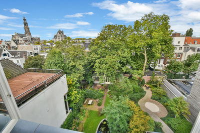 High angle view of townscape against sky