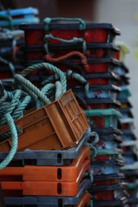 Stack of crates with ropes