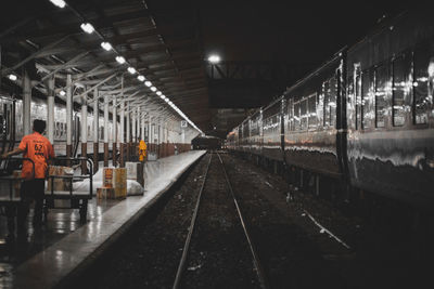 Train on railroad station platform