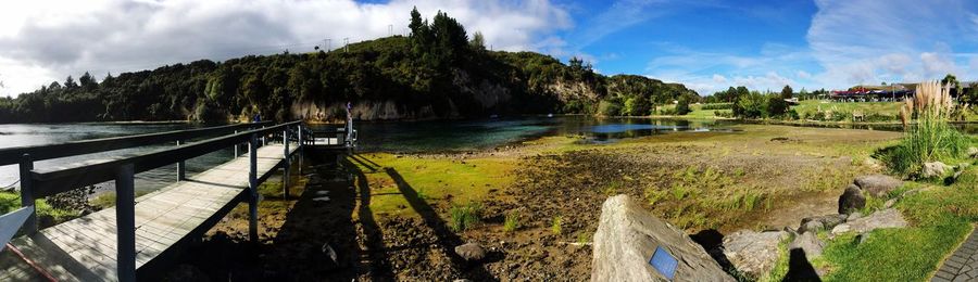 Scenic view of sea against cloudy sky