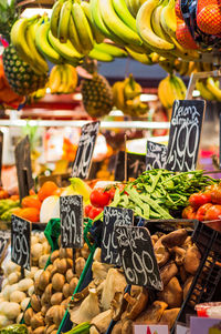 Variety of fruits and vegetables for sale