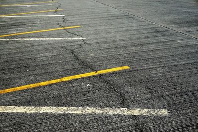 High angle view of road markings