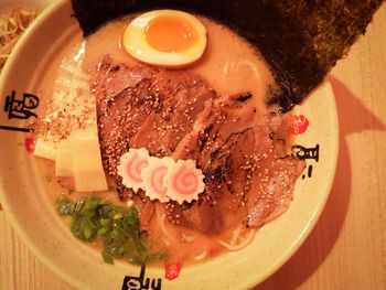 High angle view of meal served in plate