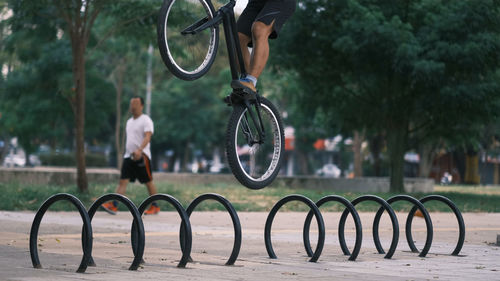 Bicycles on bicycle in city