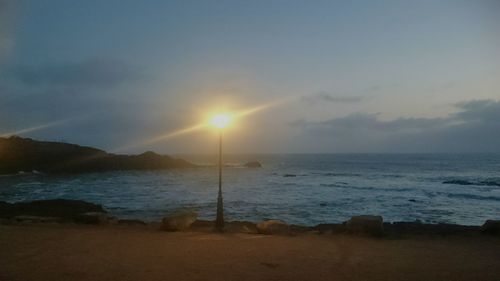 Scenic view of sea at sunset