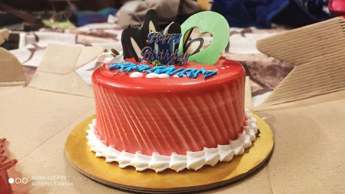 Close-up of cake on table